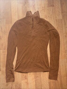 SKIMS Cotton Jersey Mock Neck Quarter Zip Pullover Chai LS-LST-10033W Sz Medium